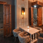 Industrial Single Wall Sconce with Wood Backplate