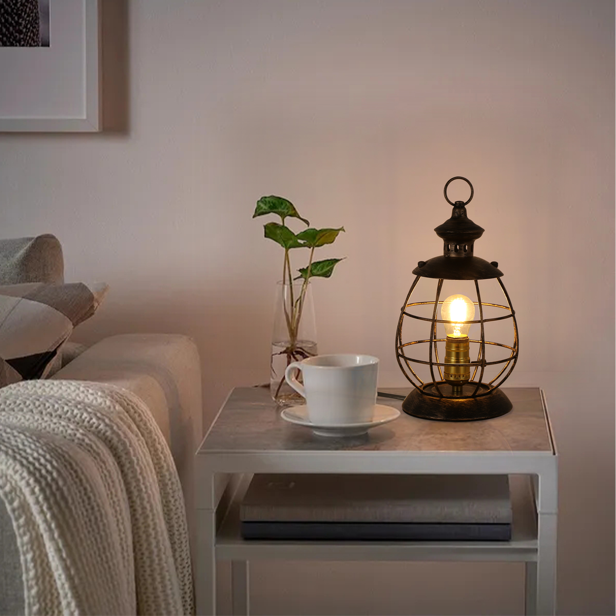 Vintage Brass Lantern Table Lamp