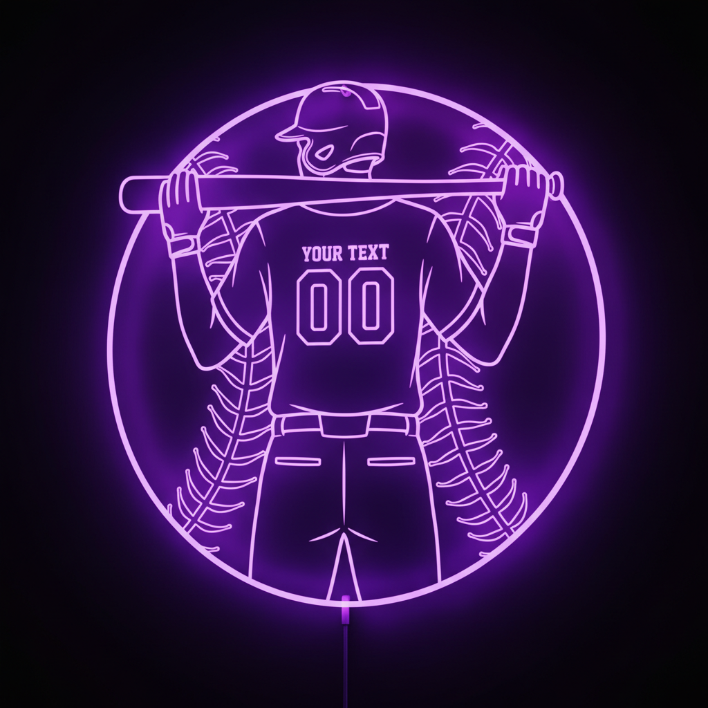 Custom Baseball Bat Neon Sign | Custom Name Neon Sign For Kids Bedroom | Personalized Gift For Kids