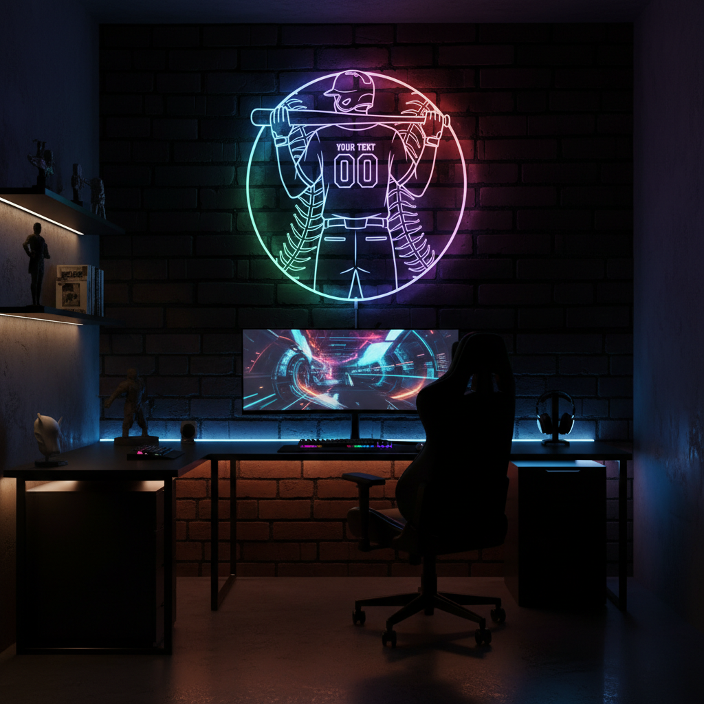 Custom Baseball Bat Neon Sign | Custom Name Neon Sign For Kids Bedroom | Personalized Gift For Kids