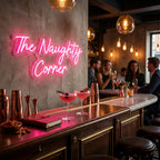 The Naughty Corner LED Neon Sign, Custom Home Bar Art Wall Decor