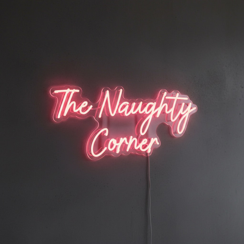The Naughty Corner LED Neon Sign, Custom Home Bar Art Wall Decor, Party Window Living Room Decor